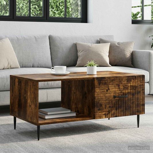 Konferenční Stolek Kouřový Dub 90 X 50 X 40 Cm Kompozitní Dřevo