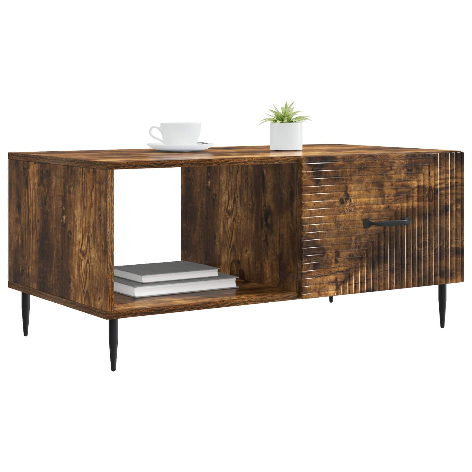 Konferenční Stolek Kouřový Dub 90 X 50 X 40 Cm Kompozitní Dřevo