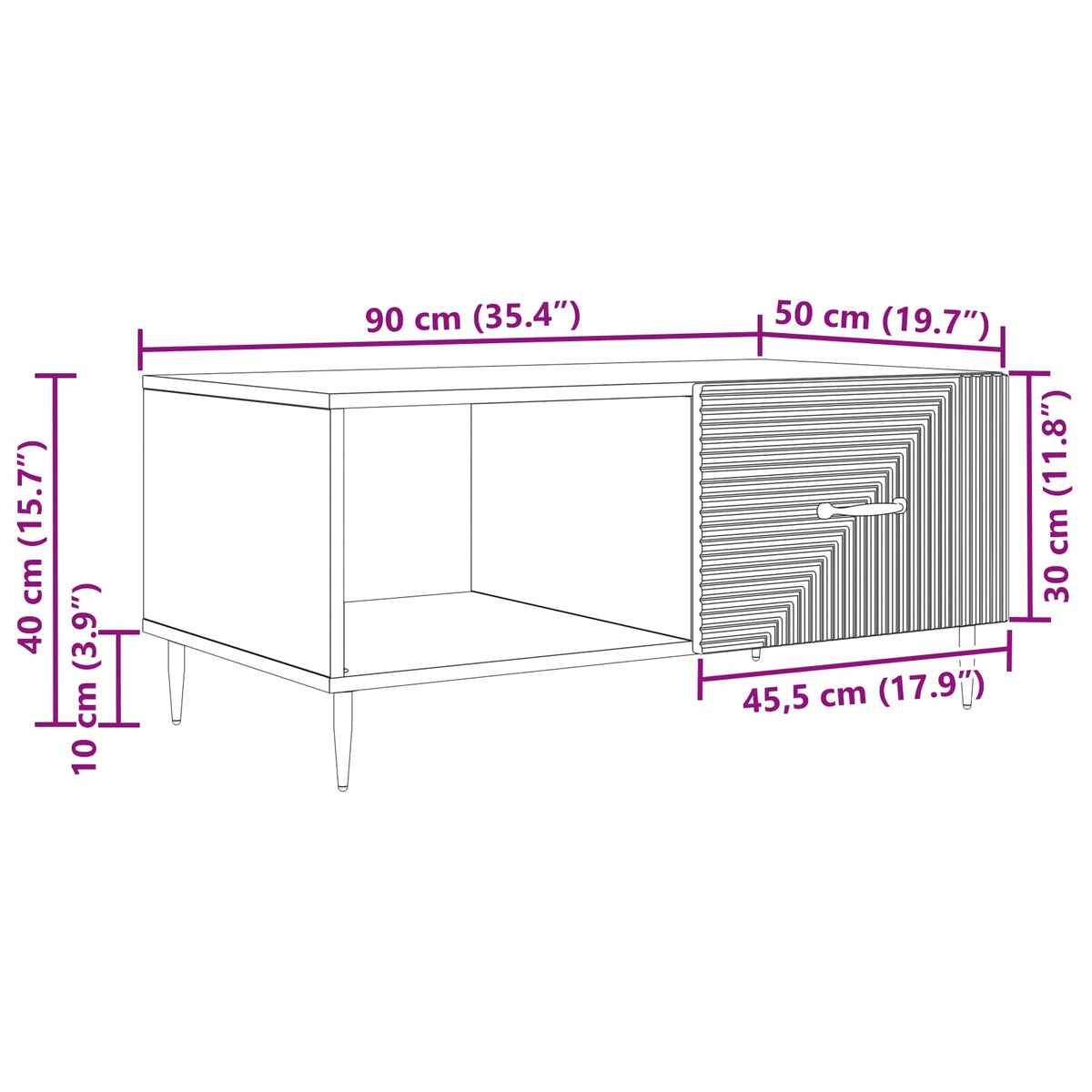 Konferenční Stolek Staré Dřevo 90 X 50 X 40 Cm Kompozitní Dřevo