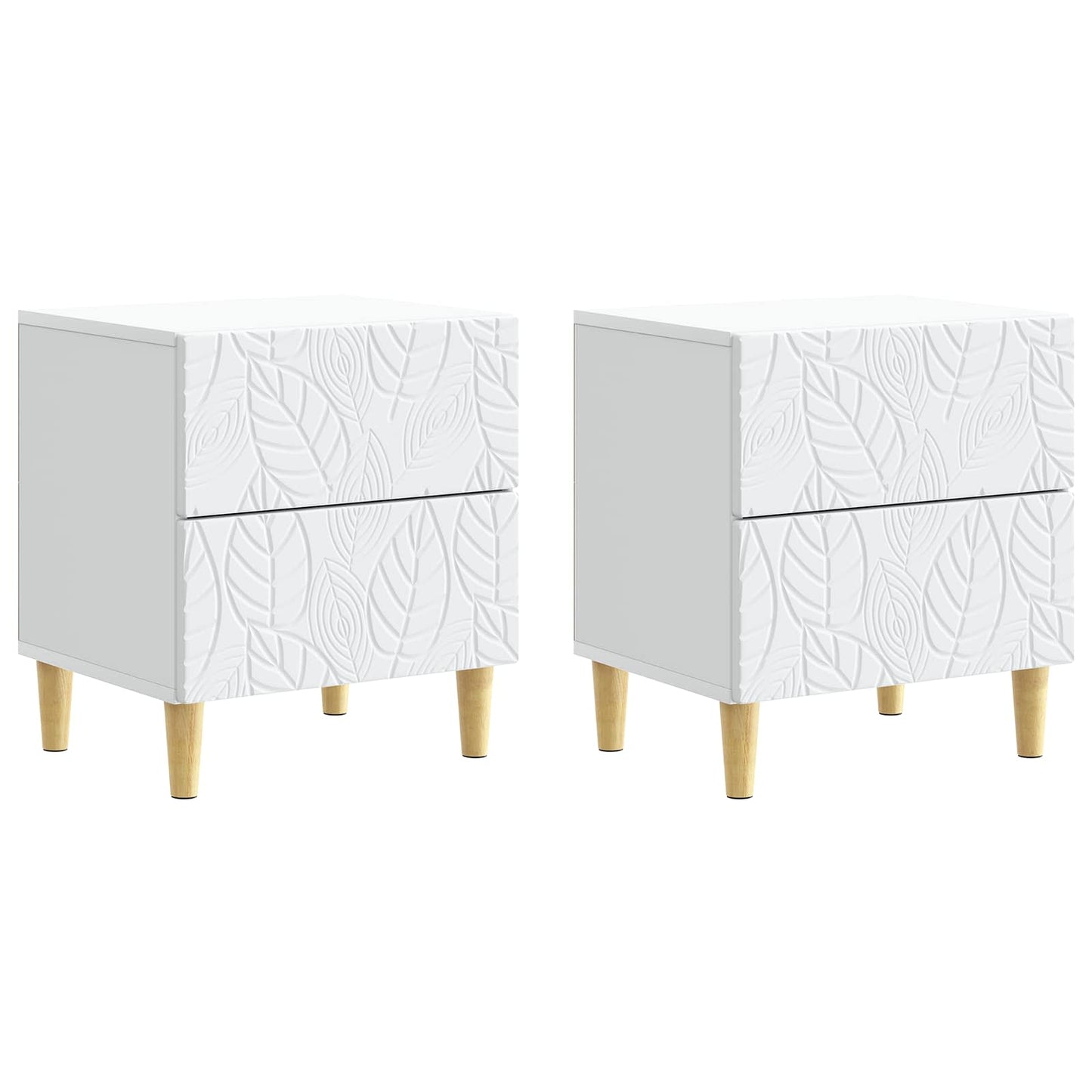 Noční Stolek 2 Pcs Bílá 43 X 34,5 X 48 Cm Kompozitní Dřevo