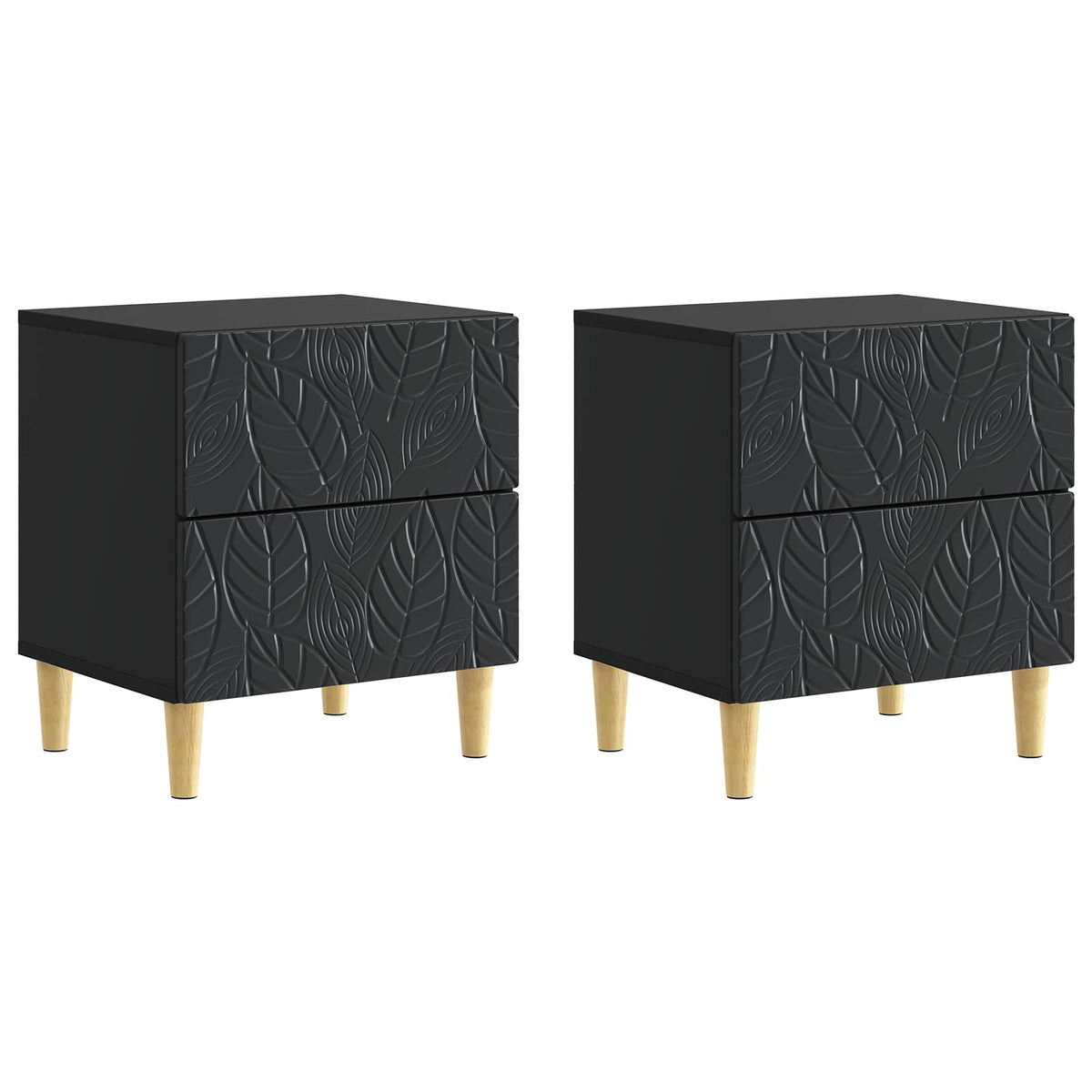Noční Stolek 2 Pcs Černá 43 X 34,5 X 48 Cm Kompozitní Dřevo