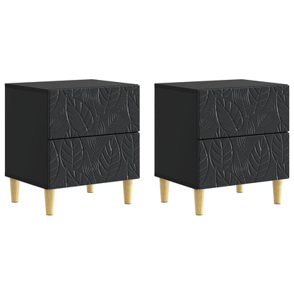 Noční Stolek 2 Pcs Černá 43 X 34,5 X 48 Cm Kompozitní Dřevo
