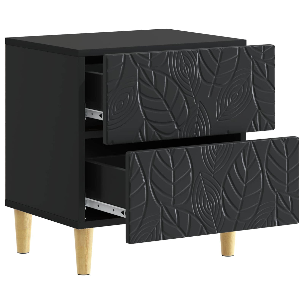 Noční Stolek 2 Pcs Černá 43 X 34,5 X 48 Cm Kompozitní Dřevo