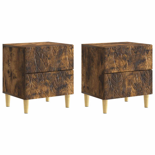 Noční Stolek 2 Pcs Kouřový Dub 43 X 34,5 X 48 Cm