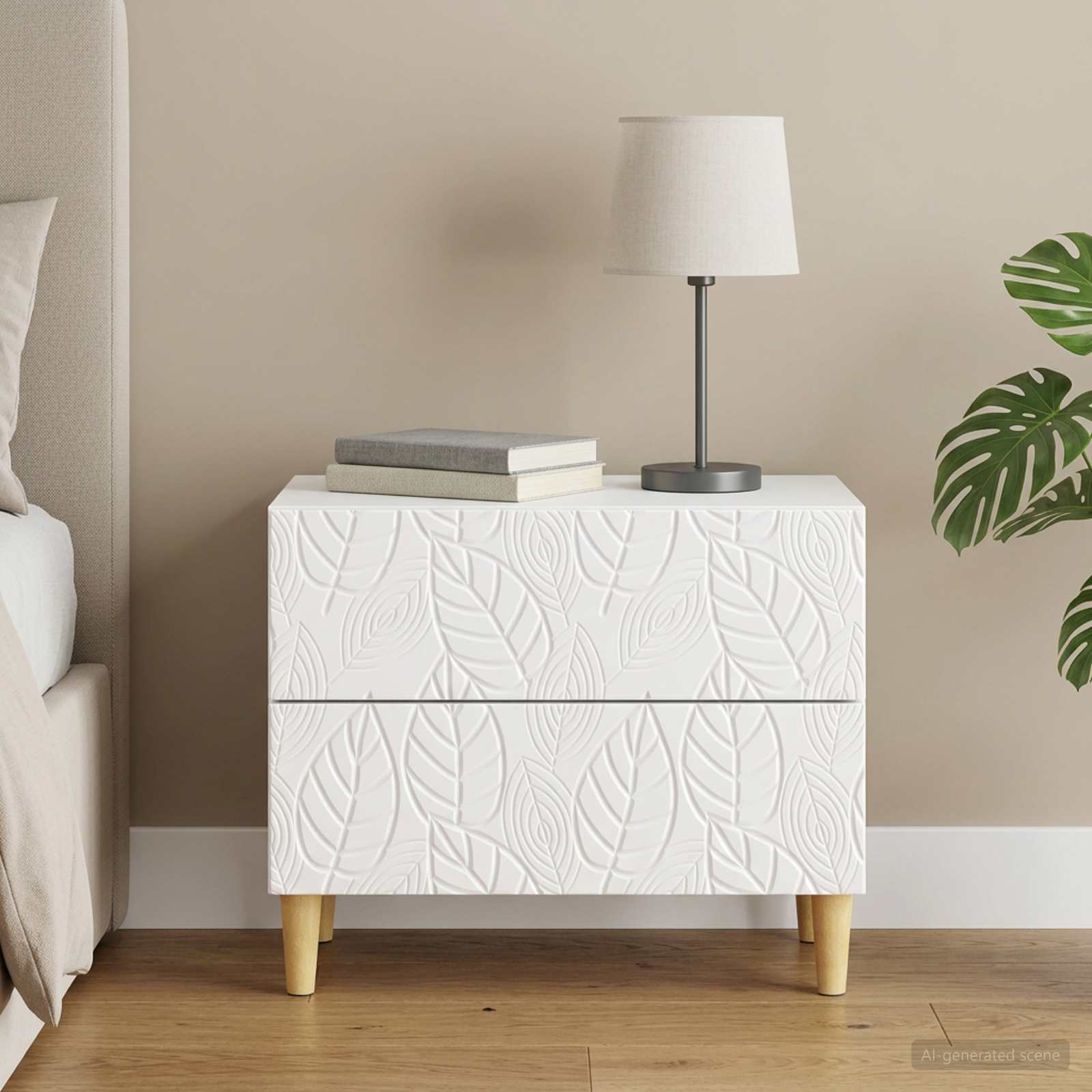 Noční Stolek Bílá S Vysokým Leskem 62 X 34,5 X 48 Cm