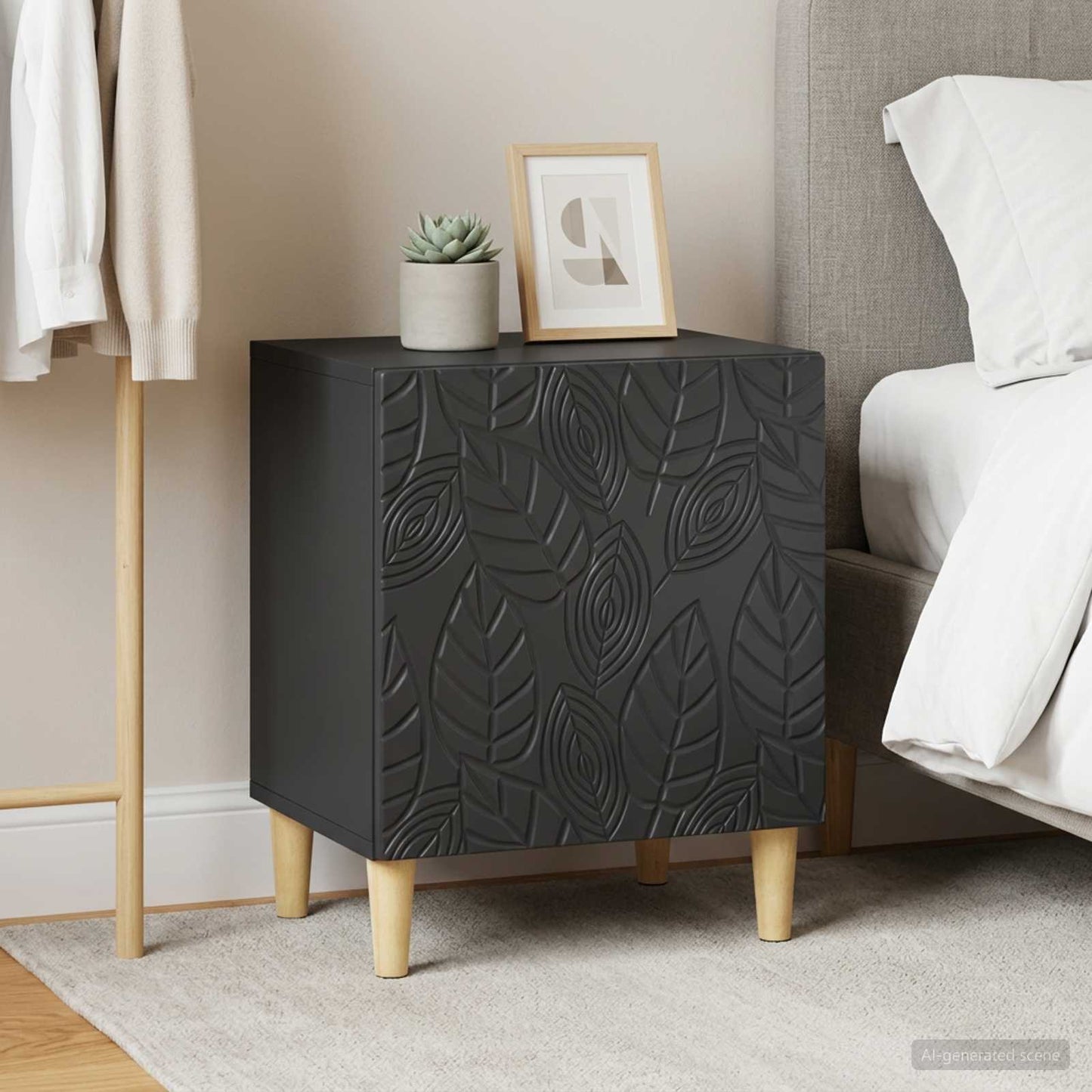 Noční Stolek 2 Pcs Černá 43 X 34,5 X 50 Cm Kompozitní Dřevo