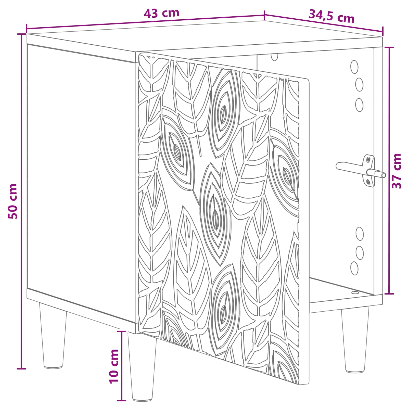 Noční Stolek 2 Pcs Betonově Šedá 43 X 34,5 X 50 Cm