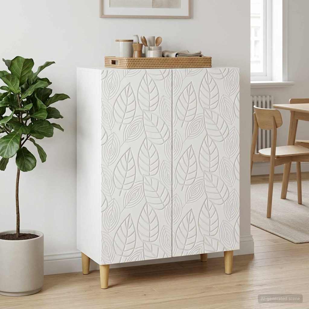 Servírovací Skříň Bílá 66 X 34,5 X 90 Cm Kompozitní Dřevo