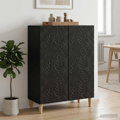 Servírovací Skříň Černá 66 X 34,5 X 90 Cm Kompozitní Dřevo