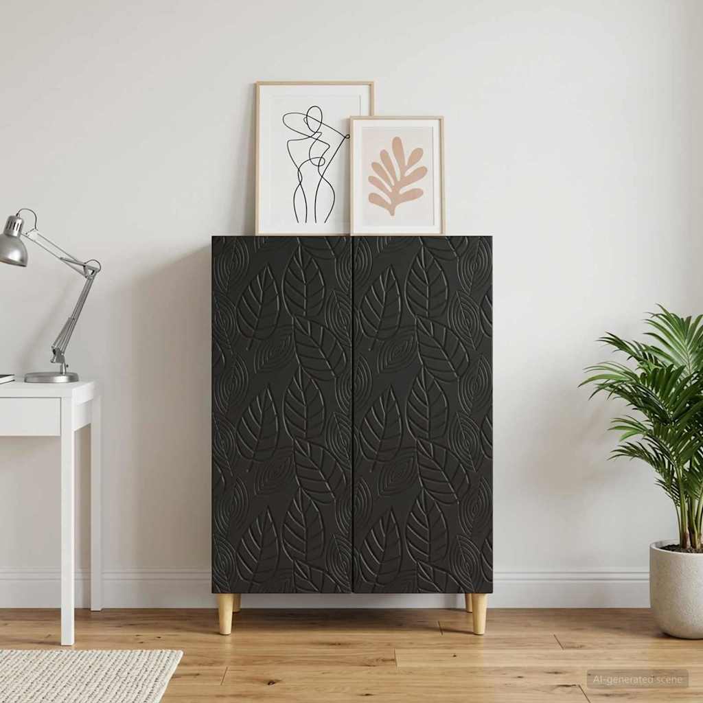 Servírovací Skříň Černá 66 X 34,5 X 90 Cm Kompozitní Dřevo