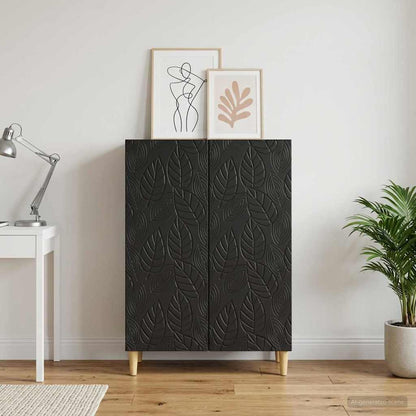 Servírovací Skříň Černá 66 X 34,5 X 90 Cm Kompozitní Dřevo