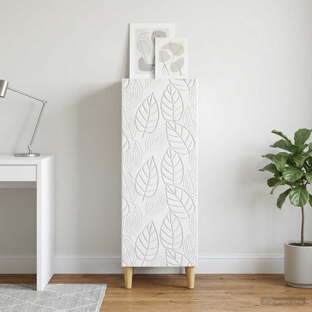 Servírovací Skříň Bílá 33 X 34,5 X 90 Cm Kompozitní Dřevo