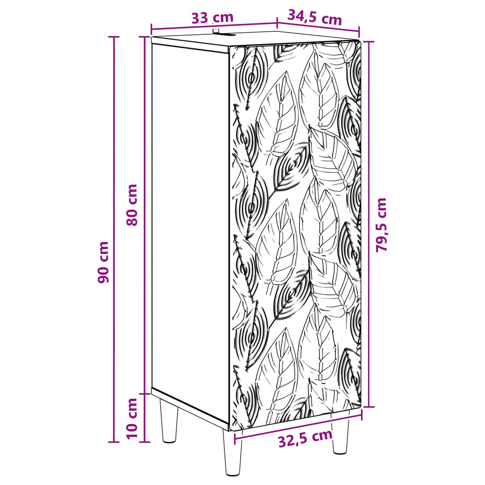Servírovací Skříň Bílá 33 X 34,5 X 90 Cm Kompozitní Dřevo
