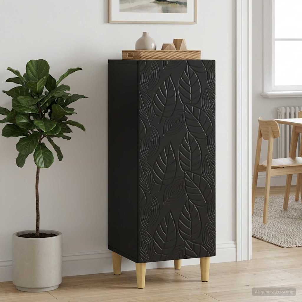 Servírovací Skříň Černá 33 X 34,5 X 90 Cm Kompozitní Dřevo