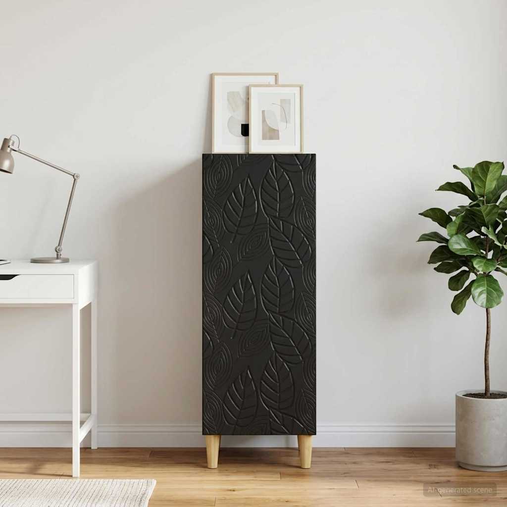 Servírovací Skříň Černá 33 X 34,5 X 90 Cm Kompozitní Dřevo