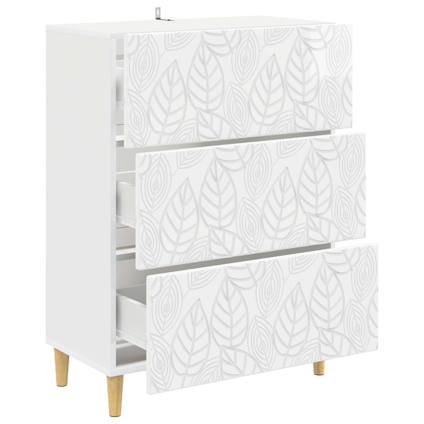 Skříň Se Zásuvkami Bílá S Vysokým Leskem 66 X 34,5 X 90 Cm