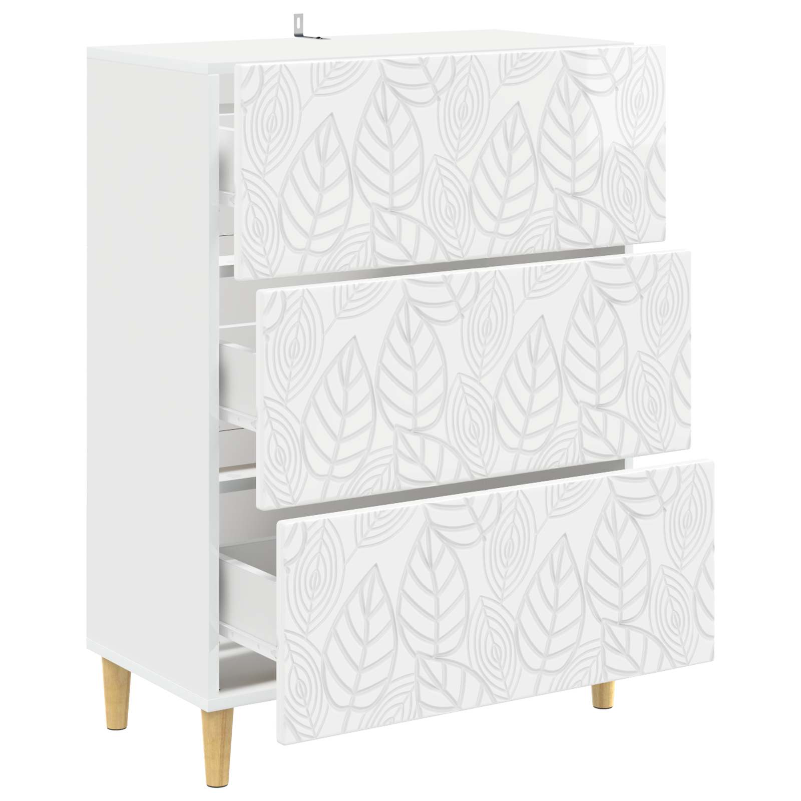 Skříň Se Zásuvkami Bílá S Vysokým Leskem 66 X 34,5 X 90 Cm