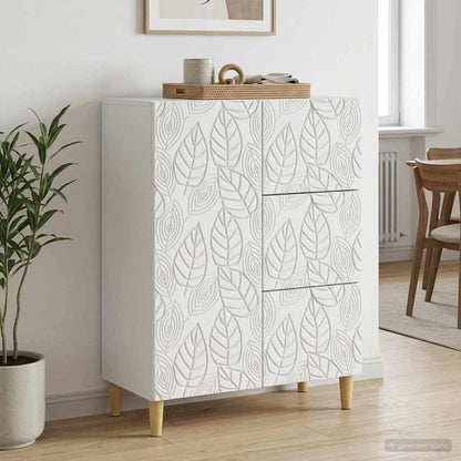 Servírovací Skříň Bílá 66 X 34,5 X 90 Cm Kompozitní Dřevo