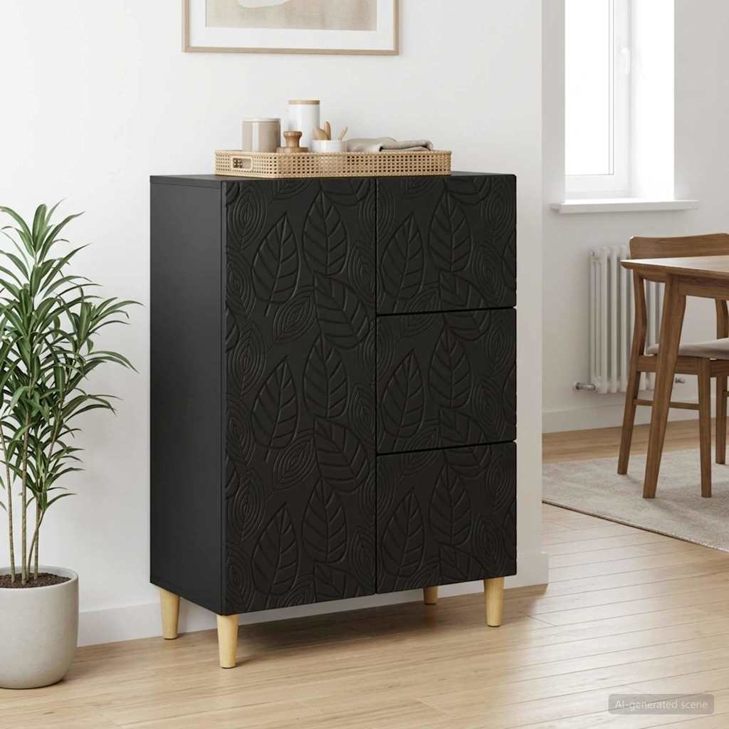 Servírovací Skříň Černá 66 X 34,5 X 90 Cm Kompozitní Dřevo