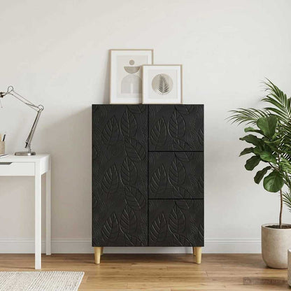 Servírovací Skříň Černá 66 X 34,5 X 90 Cm Kompozitní Dřevo