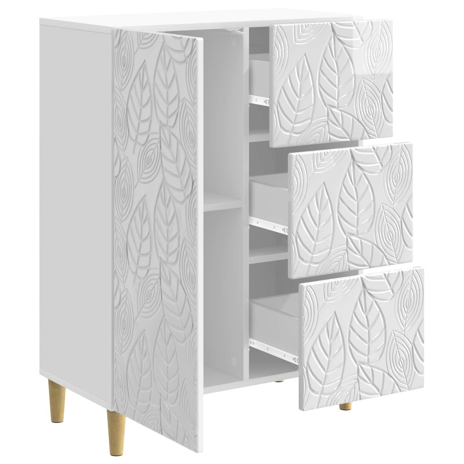Servírovací Skříň Bílá S Vysokým Leskem 66 X 34,5 X 90 Cm