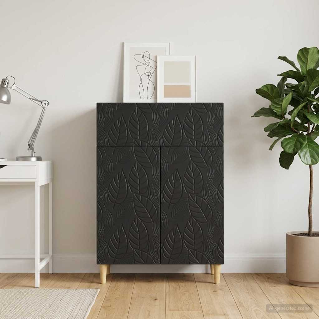 Servírovací Skříň Černá 66 X 34,5 X 90 Cm Kompozitní Dřevo