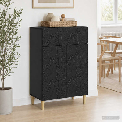 Servírovací Skříň Černá 66 X 34,5 X 90 Cm Kompozitní Dřevo