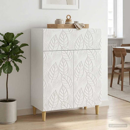 Servírovací Skříň Bílá S Vysokým Leskem 66 X 34,5 X 90 Cm