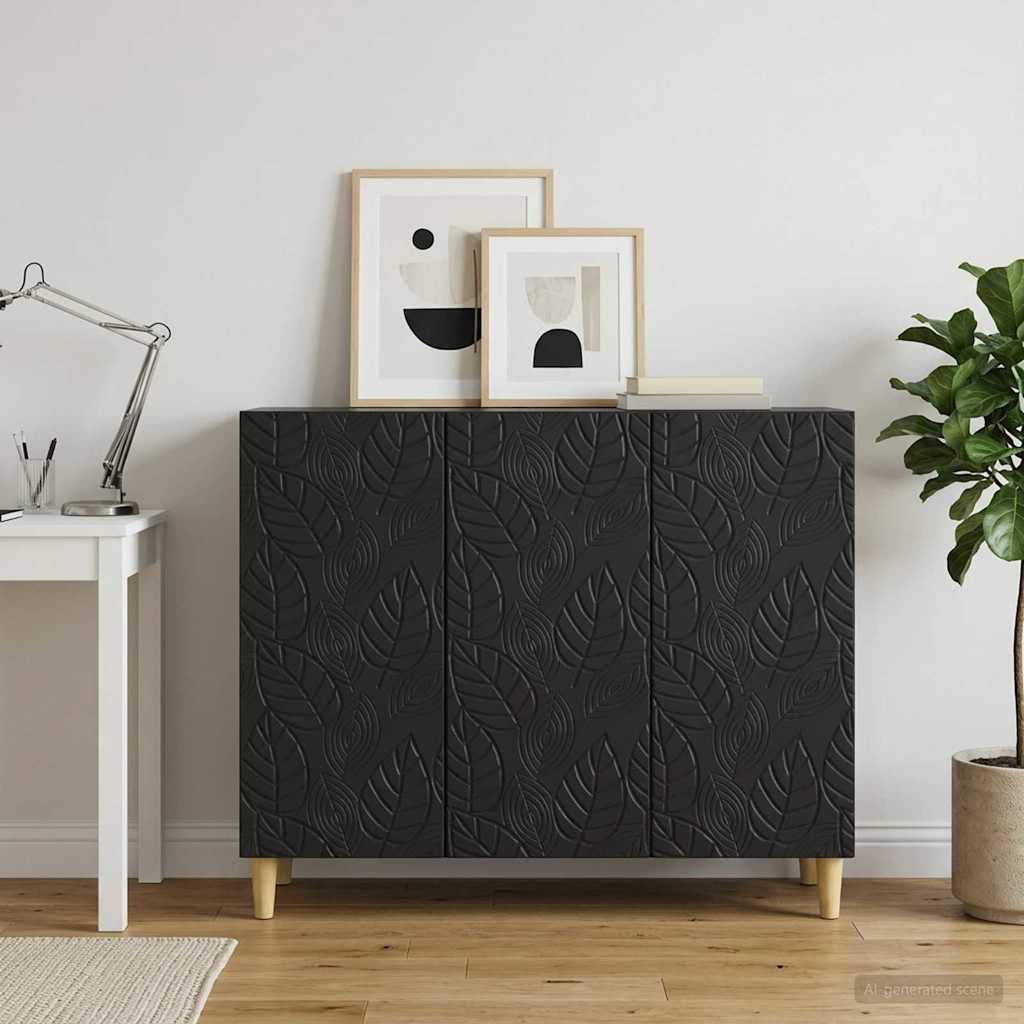 Servírovací Skříň Černá 89 X 34,5 X 80 Cm Kompozitní Dřevo