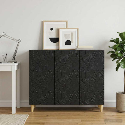 Servírovací Skříň Černá 89 X 34,5 X 80 Cm Kompozitní Dřevo