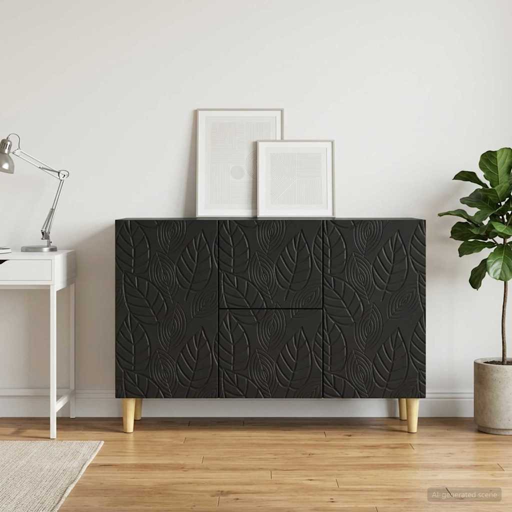 Servírovací Skříň Černá 89 X 34,5 X 60 Cm Kompozitní Dřevo