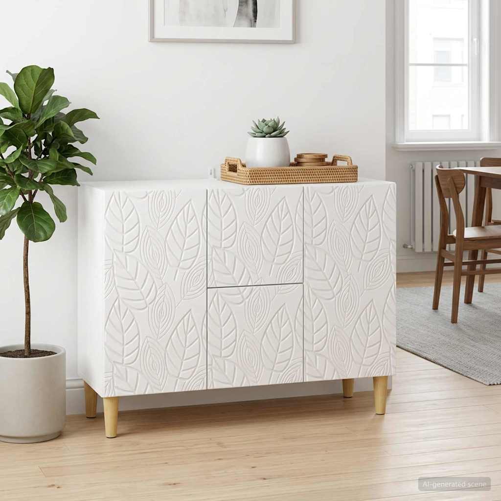 Servírovací Skříň Bílá S Vysokým Leskem 89 X 34,5 X 60 Cm
