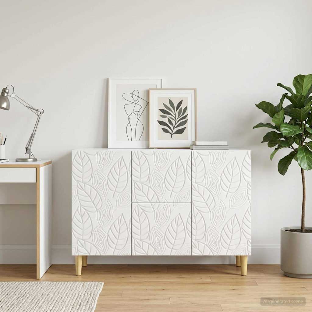 Servírovací Skříň Bílá S Vysokým Leskem 89 X 34,5 X 60 Cm