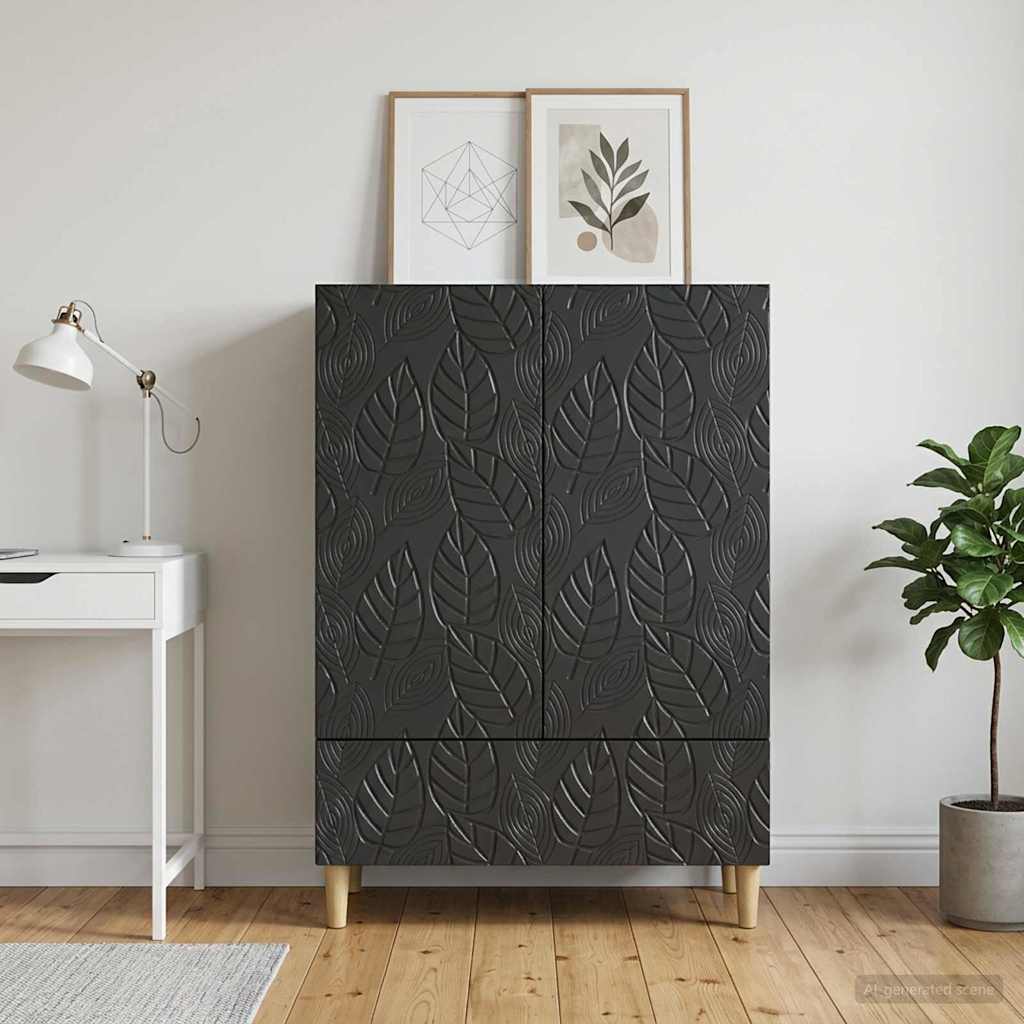 Servírovací Skříň Černá 66 X 34,5 X 95 Cm Kompozitní Dřevo