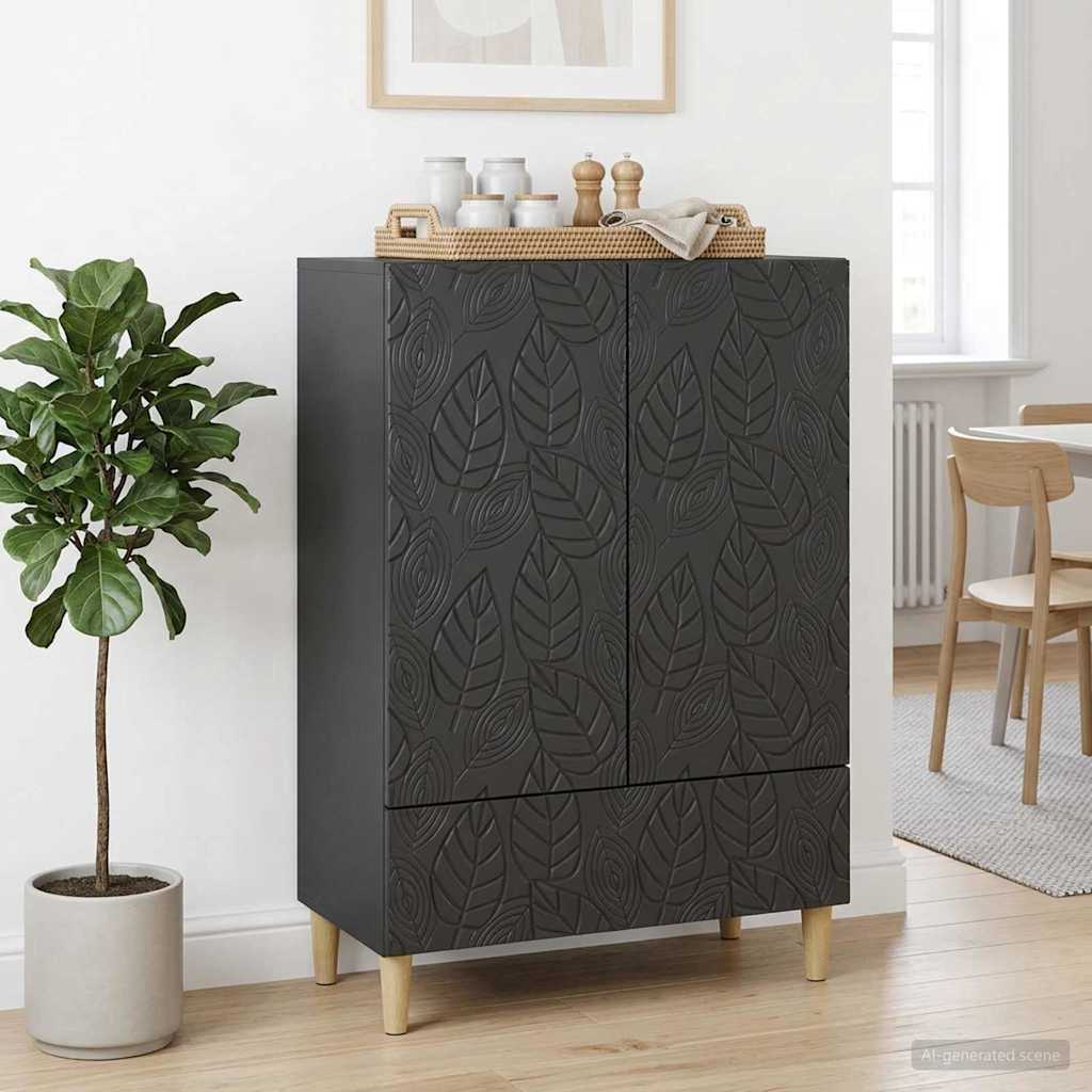 Servírovací Skříň Černá 66 X 34,5 X 95 Cm Kompozitní Dřevo