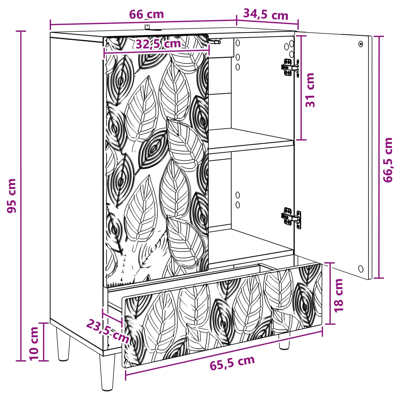 Servírovací Skříň Dub Sonoma 66 X 34,5 X 95 Cm Kompozitní Dřevo