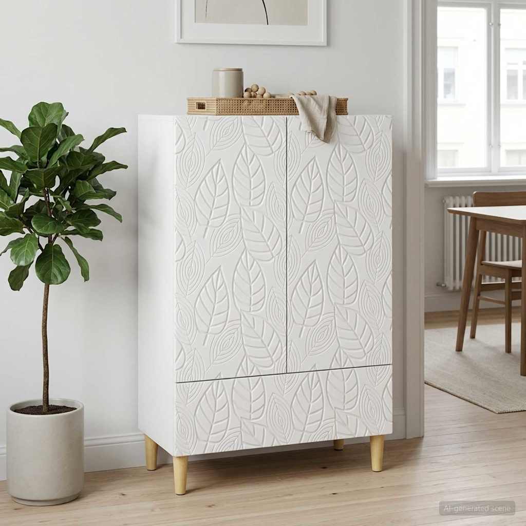 Servírovací Skříň Bílá S Vysokým Leskem 66 X 34,5 X 95 Cm