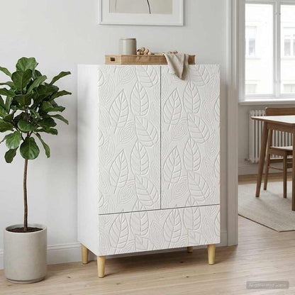 Servírovací Skříň Bílá S Vysokým Leskem 66 X 34,5 X 95 Cm