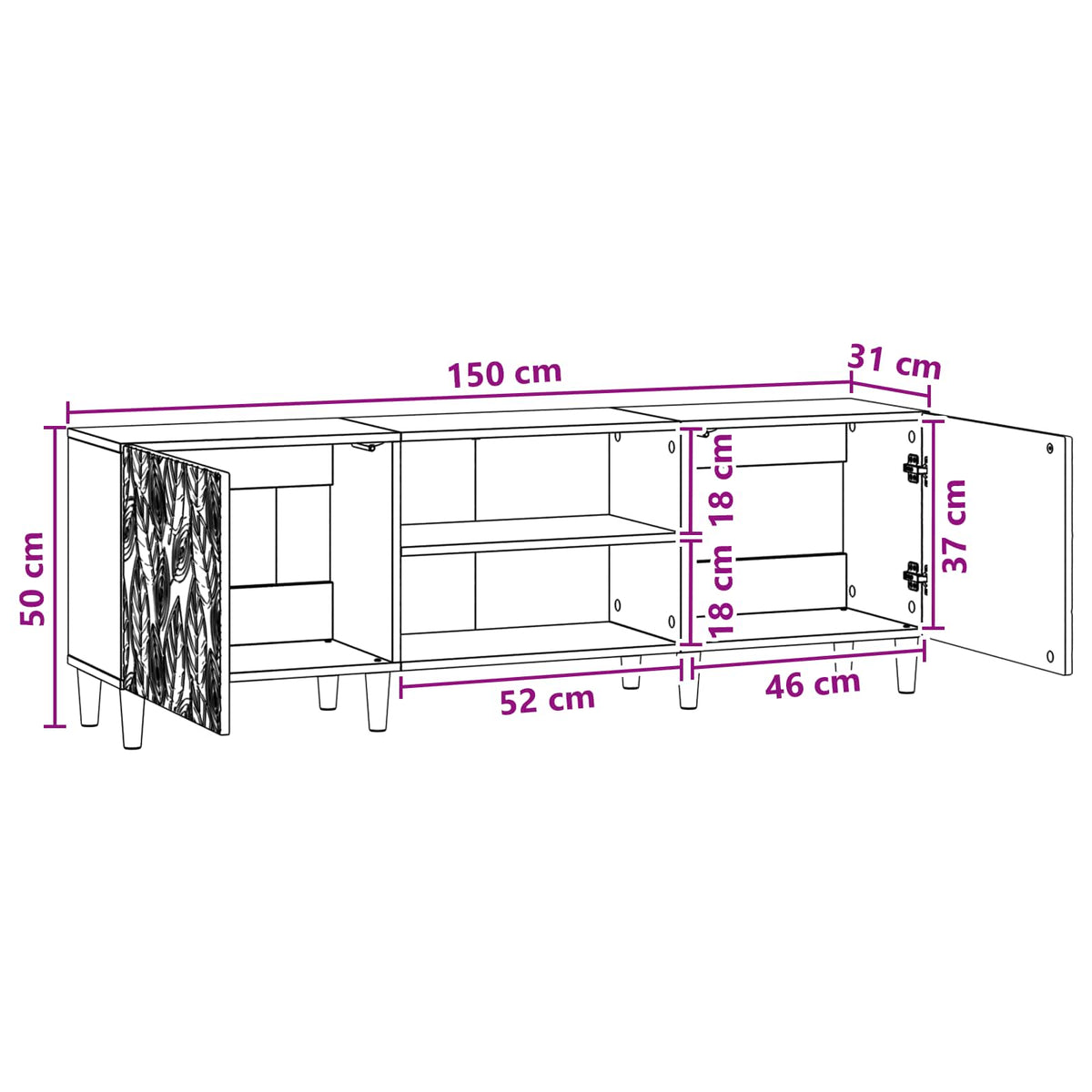 Televizní Skříň 150 X 31 X 50 Cm Staré Dřevo Kompozitní Dřevo