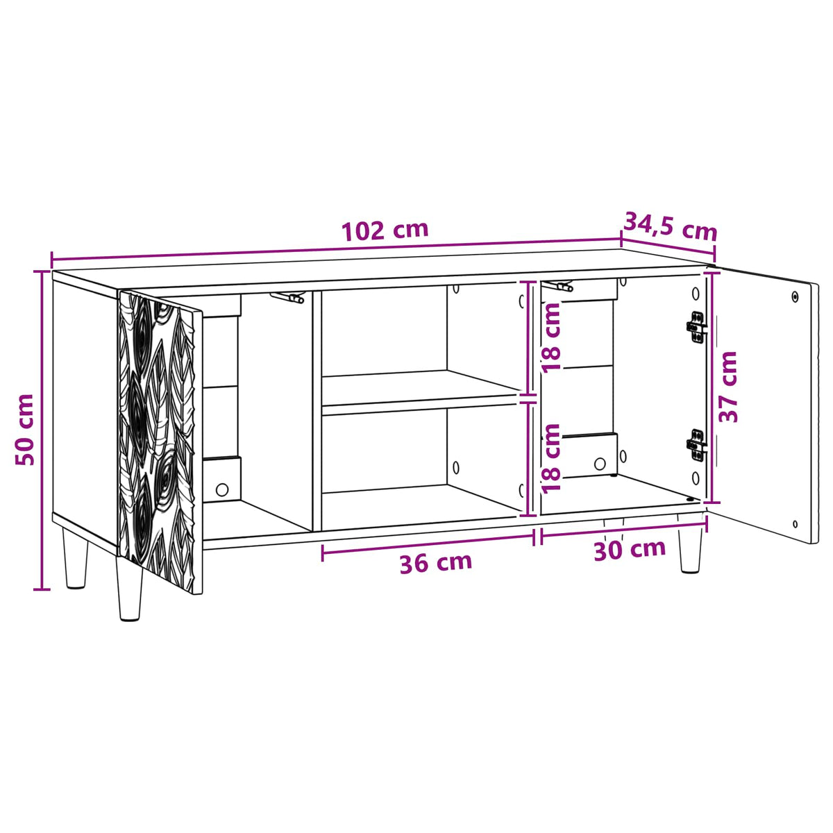 Televizní Skříň 102 X 34,5 X 50 Cm Bílá S Vysokým Leskem