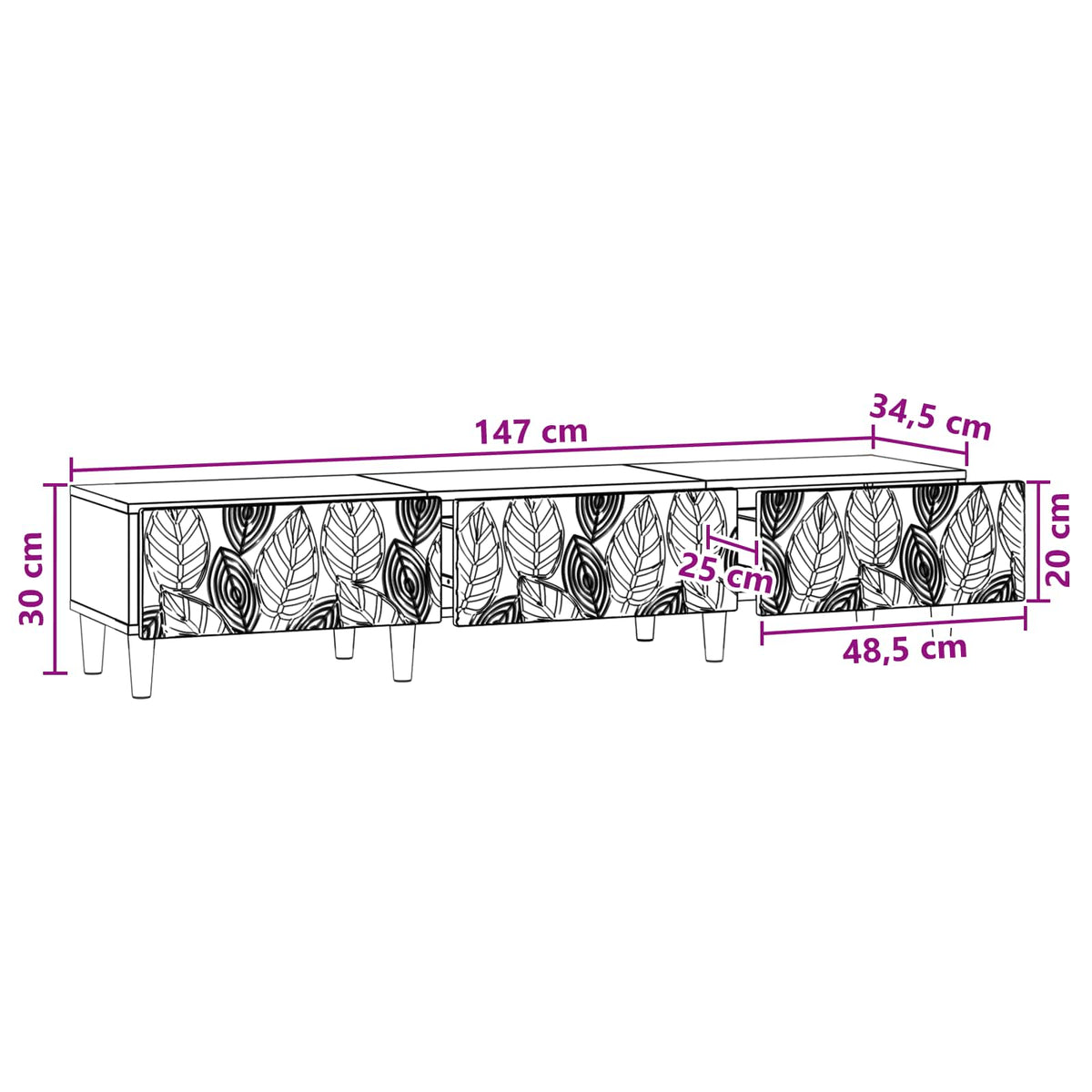 Televizní Skříň 147 X 34,5 X 30 Cm Kouřový Dub Kompozitní Dřevo