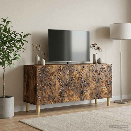 Televizní Skříň 99 X 34,5 X 50 Cm Kouřový Dub Kompozitní Dřevo