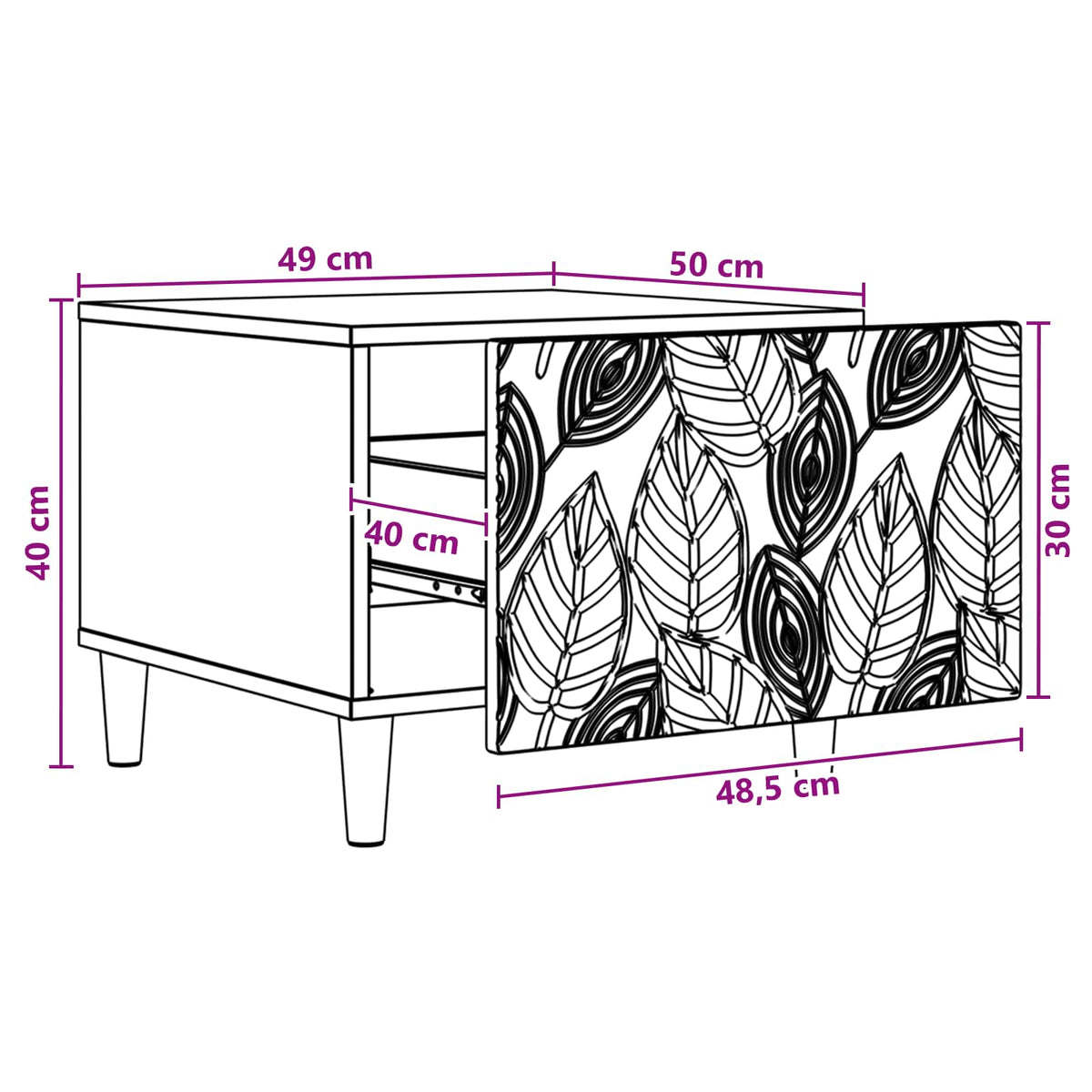 Konferenční Stolek Bílá S Vysokým Leskem 50 X 49 X 40 Cm