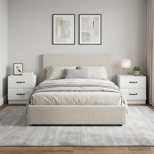 Noční Skříňka 2 Pcs Bílá 43 X 34,5 X 44,5 Cm Kompozitní Dřevo