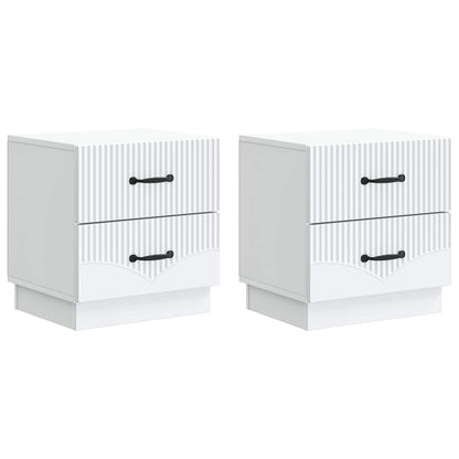 Noční Skříňka 2 Pcs Bílá 43 X 34,5 X 44,5 Cm Kompozitní Dřevo