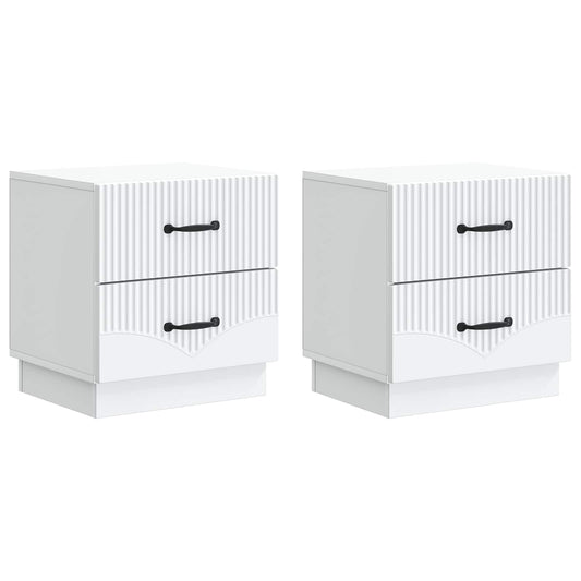 Noční Skříňka 2 Pcs Bílá 43 X 34,5 X 44,5 Cm Kompozitní Dřevo