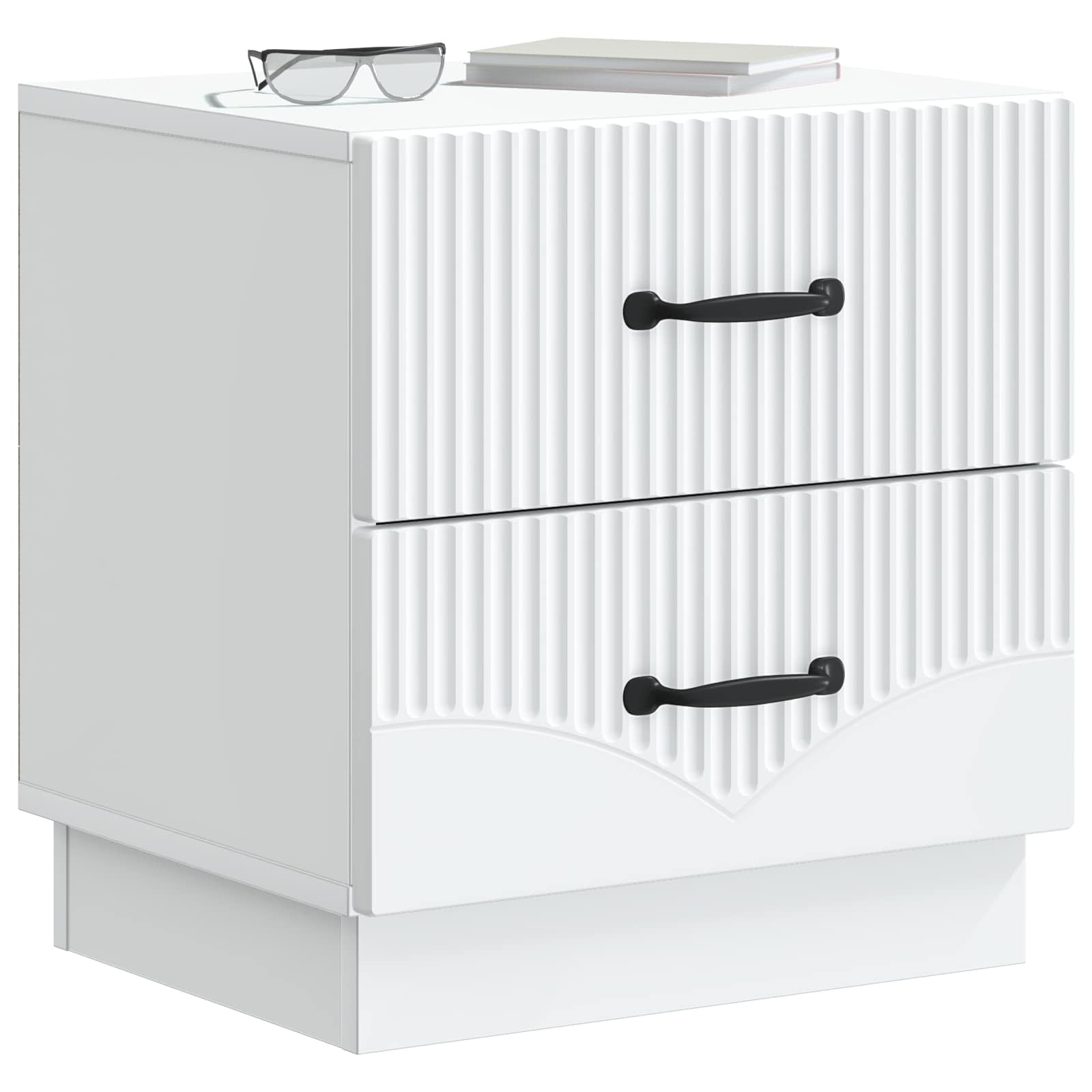 Noční Skříňka 2 Pcs Bílá 43 X 34,5 X 44,5 Cm Kompozitní Dřevo