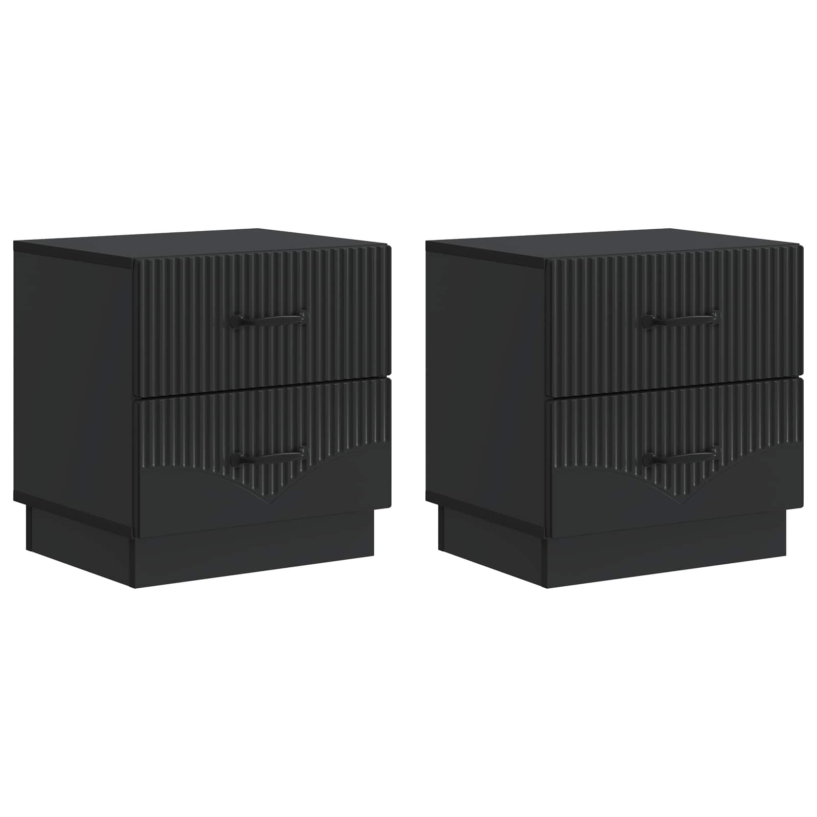 Noční Skříňka 2 Pcs Černá 43 X 34,5 X 44,5 Cm Kompozitní Dřevo