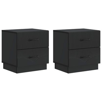 Noční Skříňka 2 Pcs Černá 43 X 34,5 X 44,5 Cm Kompozitní Dřevo