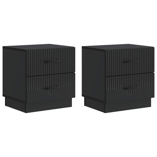 Noční Skříňka 2 Pcs Černá 43 X 34,5 X 44,5 Cm Kompozitní Dřevo